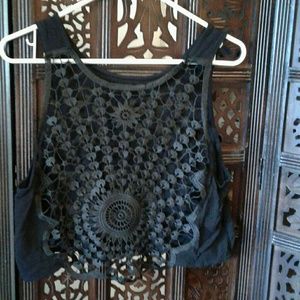 Very lightweight, flowy, lace back crop top